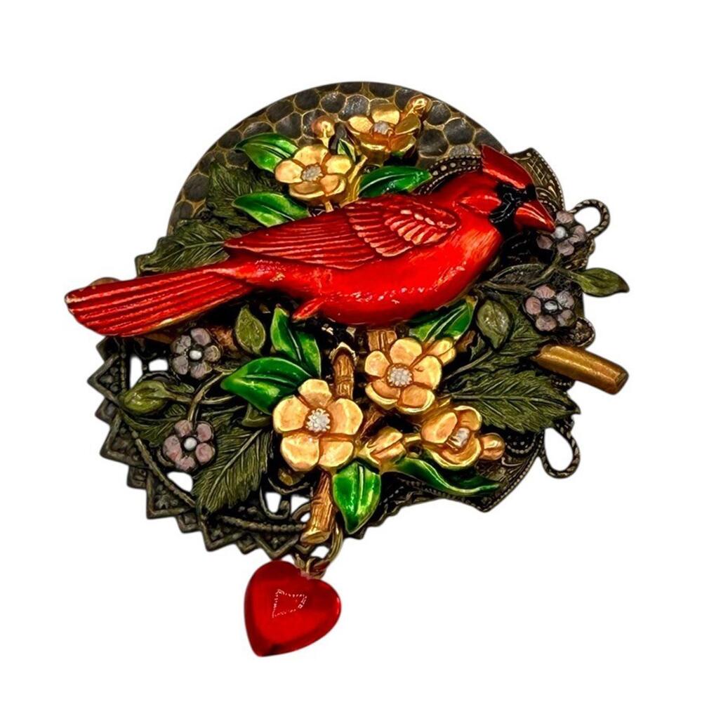vintage Montage brooch using JJ Red cardinal
